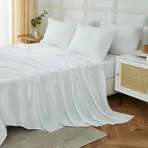 Yastık ile 100% bambu nefes soğutma yatağı levha set çarşaf düz levha