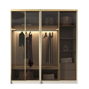 Armario moderno minimalista con puertas correderas de vidrio, combinación de lujo ligero, vestidor para dormitorio. - Product Image 4