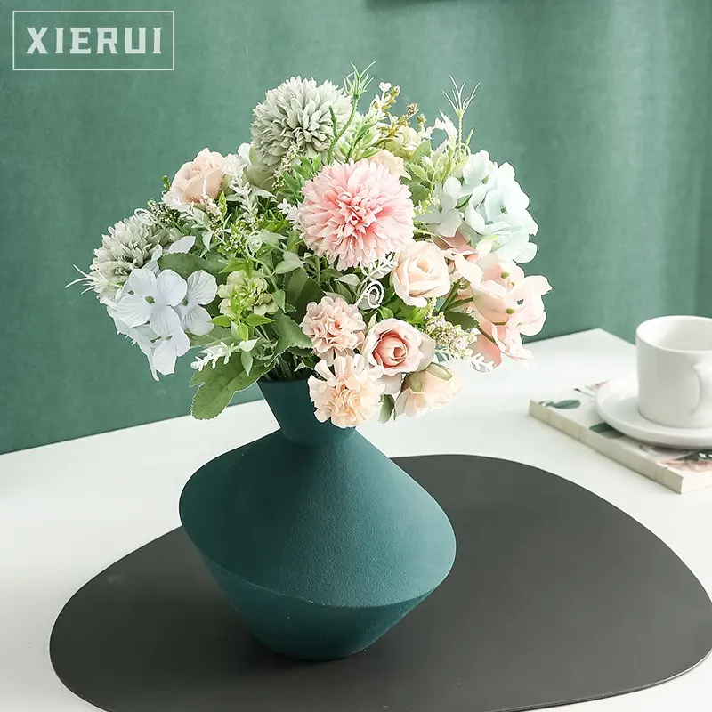 Florero nórdico colorido de mesa único de lujo moderno jarrones de cerámica Morandi simples creativos para decoración del hogar
