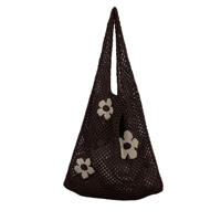 Sac fourre-tout en crochet fait main par des designers, très vendu, style décontracté ouvert avec deux poignées, logo personnalisé, matériau en fil PC