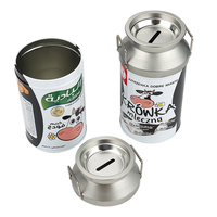 Boîtes à monnaie cylindriques en fer blanc personnalisées pour enfants, en gros, avec matériaux recyclés