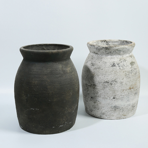 Vaso Decorativo Retro de Boca Larga em Design Japonês Branco e Preto para Flores - Product Image 2