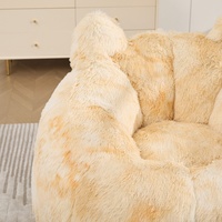 Fauteuil de sol individuel sans structure en fausse fourrure, en forme de chat avec coussin queue, pour lecture, jeux et détente dans le salon
