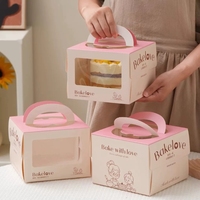 Caja de Embalaje para Pasteles con Logotipo Personalizado, Cajas para Pasteles con Ventana y Asa para Panadería, Postres y Comida para Llevar