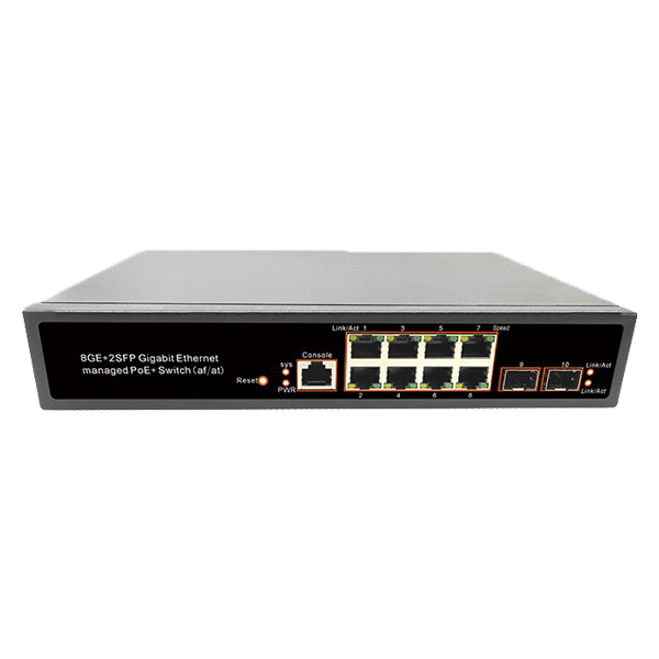 Industrial managed poe switch 1000mbps 8 poe ports managed switch 10/100/1000m poe+2port sfp port switch for ip camera