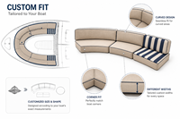 Coussin marin modulaire en mousse haute densité, résistant aux UV, hydrofuge, à séchage rapide, bleu marine rayé, sur mesure pour extérieur