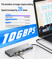 Justlink 8 en 1 PD 100W, Hub USB-C de Aleación de Aluminio, M.2 NVMe SATA SSD, Estación de Acoplamiento USB C para Laptop y PC