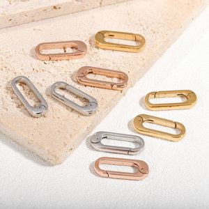 Buôn sỉ móc khóa hình O nhỏ bằng thép không gỉ mạ vàng 18K, kích thước 7*18mm, dùng làm vòng tay, vòng cổ, đồ trang sức - Product Image 1