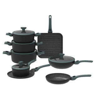 Hot bán đồ dùng nhà bếp màu xanh lá cây Pan nhôm giả mạo không dính đá cẩm thạch đá chảo đồ nấu nướng với có thể tháo rời xử lý - Product Image 2