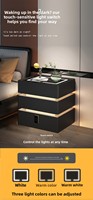 Meubles de chambre à coucher modernes, simples et intelligents, avec chargeur sans fil, haut-parleur Bluetooth, lumière tricolore, table de chevet en bois massif
