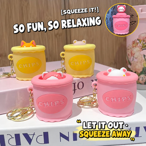 Cartoon Chips Cup <b>Pop</b>-<b>Up</b> Animal Squishy Keychain Soft Squeeze Stress Relief <b>Toy</b> Backpack Charm in Assorted Colors - Product Image 1