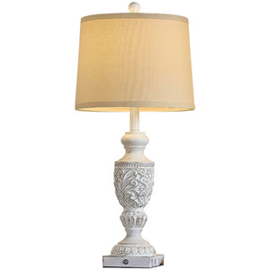 Lámpara de mesa rústica de madera E27 con pantalla LED de color blanco para decoración de sala de estar y dormitorio - Product Image 5