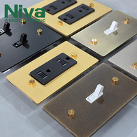 Interrupteur à bascule Niva US Standard en laiton, 2 gangs, 2 voies, plaque murale en métal pour usage résidentiel et commercial