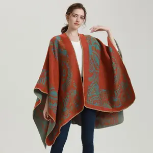 2022 yeni zarif kaju kanca çiçek battaniye panço şal kadınlar kış sıcak büyük kazak ceket kaşmir atkılar hırka pelerinler
