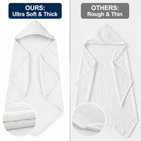 Ensemble de serviettes de bain à capuche pour bébé en mousseline tissée couleur unie Morandi élégant 90x90cm, respirant, en pur coton, pour nouveau-né, pour chambre de bébé