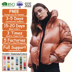 Manteau avec logo personnalisé, grande <span class=keywords><strong>taille</strong></span> 2023, vêtements d'extérieur courts pour femmes, vêtements d'hiver, veste bouffante pour femmes - Product Image 1