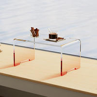 Table basse arc-en-ciel en acrylique transparent de haute qualité personnalisée, bureau d'ordinateur pour chambre à coucher avec dégradé de couleurs