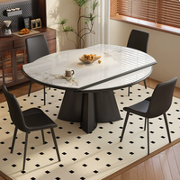 Table à manger et chaises en pierre frittée de style italien minimaliste, luxe léger, entièrement extensible, résistante à la chaleur, double usage, carrée