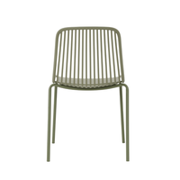 Chaise en plastique PP vert empilable confortable avec pieds en métal