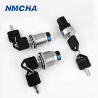 Interrupteur rotatif à bouton-poussoir en acier inoxydable, 2 ou 3 positions, DPDT, à verrouillage, 12V, éclairé, courant maximal 5A/10A, IP65, 19mm