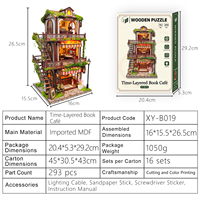 Kit DIY Book Nook : Miniature de Librairie/Café en Bois, Puzzle 3D avec Lumière LED – Cadeau Créatif pour Adultes, Décoration d'Intérieur