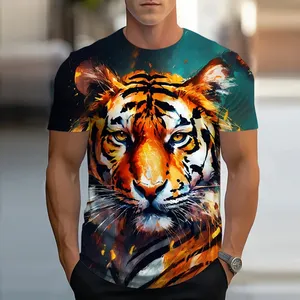 T-shirt pour homme imprimé en 3D Golden Lion King, T-shirt décontracté d'été, motif animal, haut Harajuku à manches courtes, streetwear - Product Image 4