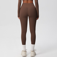 Leggings pour femmes, style ajusté, couleur unie, tissu brossé double face, taille haute, longueur intégrale, spandex/nylon, yoga