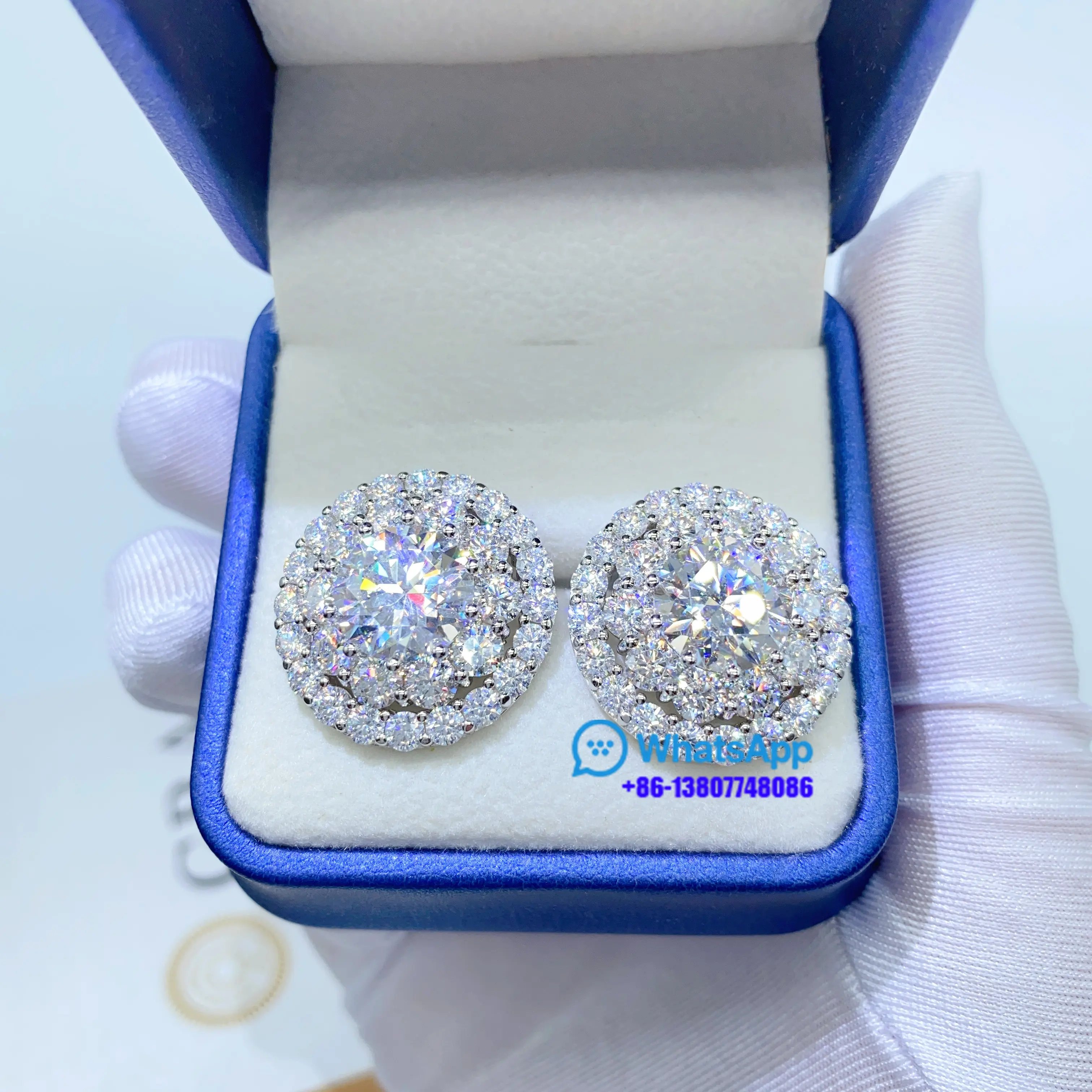 Siap Kirim Bentuk Bunga S925 Sterling Silver dengan Moissanite Diamond Vvs Mens Earrings Giwang Emas