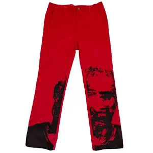 New Design Custom Red Screen Printing Graphic Acid Wash Straight Leg Flare Sweatpants Trousers Men Corduroy Pant Flare