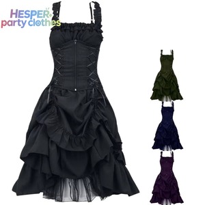 HESPER Vestido Gótico de Falda con Vuelo para Mujer, Estilo Vintage Gótico Steampunk Retro, Disfraz de Princesa para Halloween, Sin Mangas, Inspirado en Películas y Series de TV - Product Image 3