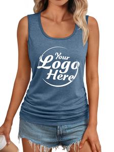 Vente en gros 2025 débardeurs tricotés pour femmes sans manches carré col rond froncé t-shirts pour le printemps été - Product Image 6