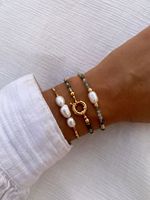 Bracelet en perles d'eau douce superposées avec de minuscules perles de pierre naturelle facettées, simple, réglable, nœud minimaliste, bijoux cadeaux pour elle