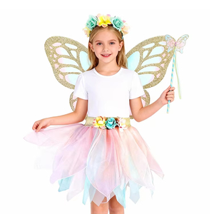 Costume de princesse féerique fantastique pour filles, fête de Noël, ailes de papillon lumineuses, jupe, ensembles de fête pour bébés écologiques - Product Image 4