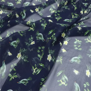 ชุดเดรสสำหรับผู้หญิงผ้าโปร่งทำจากผ้าไหมเนื้อนุ่มพิมพ์ลายดอกไม้นกพิราบอย่างสงบสไตล์หรูหรา - Product Image 4