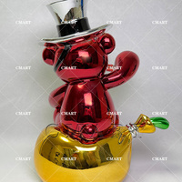 Ours en résine fumeur de cigare, modèle de sculpture artistique, ours assis avec sac à monnaie, couleur et taille personnalisables, décoration intérieure
