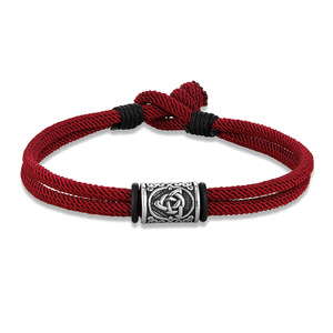 Bracelet en corde tressée avec runes vikings, design géométrique en argent tibétain pour homme, bijoux cadeau - Product Image 5