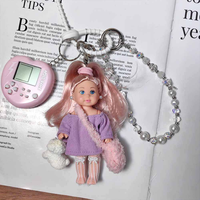 Poupée RW Y2K Style Extra Mini avec porte-clés Lapin Perle Rose, adorable pendentif de sac en crochet fait main pour femme