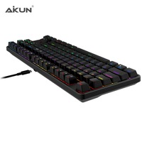 AIKUN GX9870 kablolu 7L RGB arka oyun klavye mekanik anahtarları multimedya 87 tuşları Mini taşınabilir klavye