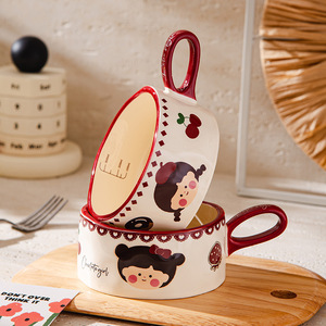 Mug en céramique pour le petit-déjeuner, lait, flocons d'avoine, café exquis, dessin animé <span class=keywords><strong>vintage</strong></span>, animal mignon, créatif, passe au <span class=keywords><strong>micro</strong></span>-ondes, haute qualité - Product Image 2