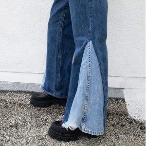 Pantalon évasé vintage en jean déchiré pour femme, style streetwear, de marque de créateur - Product Image 5