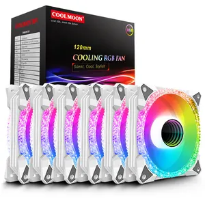 COOLMOON Ventoinha para PC, kit de ventiladores com efeito de luz especial Magic Moon 6PIN RGB, caixa para jogos, ideal para computador