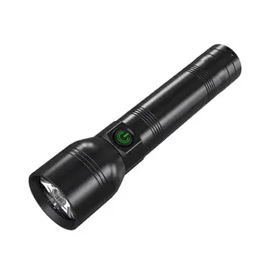 Luz de flash multi-modo tático de longa distância super brilhante de liga de alumínio com carga USB personalizada de alto lúmen