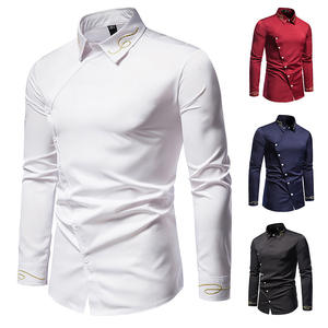 Chemises blanches pour hommes, <span class=keywords><strong>chemise</strong></span> veste <span class=keywords><strong>homme</strong></span>, produits <span class=keywords><strong>tendance</strong></span> <span class=keywords><strong>2022</strong></span>, <span class=keywords><strong>chemise</strong></span> sociale à manches longues à boutons obliques irréguliers pour hommes, <span class=keywords><strong>chemise</strong></span> habillée - Product Image 2