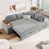 Sofá Cama Convertible en Cama con Espacio de Almacenamiento, Sofá Esquinero en Forma de L