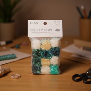 Ilan Bolita Pompom 3Cm Couleur Morandi 12Pc Décoration artisanale - Product Image 3