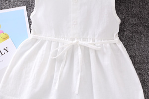 Productos Más Vendidos, Ropa Infantil con Estampado de Flores, Vestido Casual sin Mangas para Niña, Bonito Vestido Blanco con Estampado de Sol - Product Image 4