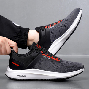 Zapatos Deportivos de Malla Resistentes con Cordones, Punta Redonda, Entresuela Transpirable de EVA, Suela de Goma, para Todas las Temporadas, Color Gris con Detalles en Verde Neón - Product Image 2