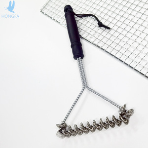 Hongfa Stainless Steel Spring Cleaning Brush 12 Inch Triangular For BBQ Grill Cooking Baking - Product Image 2