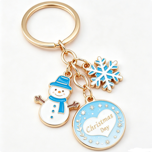 Llavero de Aleación de Zinc Navideño con Colgante de Muñeco de Nieve y Copo de Nieve, Estilo de Dibujos Animados, Regalo de Recuerdo - Product Image 1