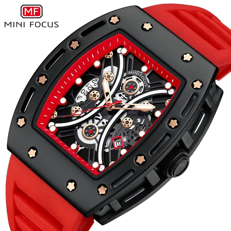 MINI FOCUS Chic sport Men Watch Sport quartz Watches Top Brand Luxury Silicone Strap Cyberpunk Male Clock Calendar